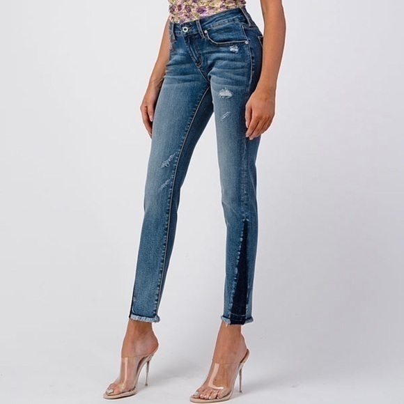 NWT Grace Jeans Classic 2 Tones Washu Mid Rise Skinny Jean - Picture 2 of 13